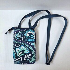 Vera Bradley RFID Mini Cellphone Crossbody Blue Island Medallion Travel Purse